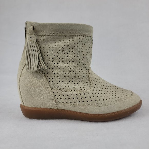 Isabel Marant perforated suede Basley tasseled wedge boots/booties womens 36 - Picture 3 of 10